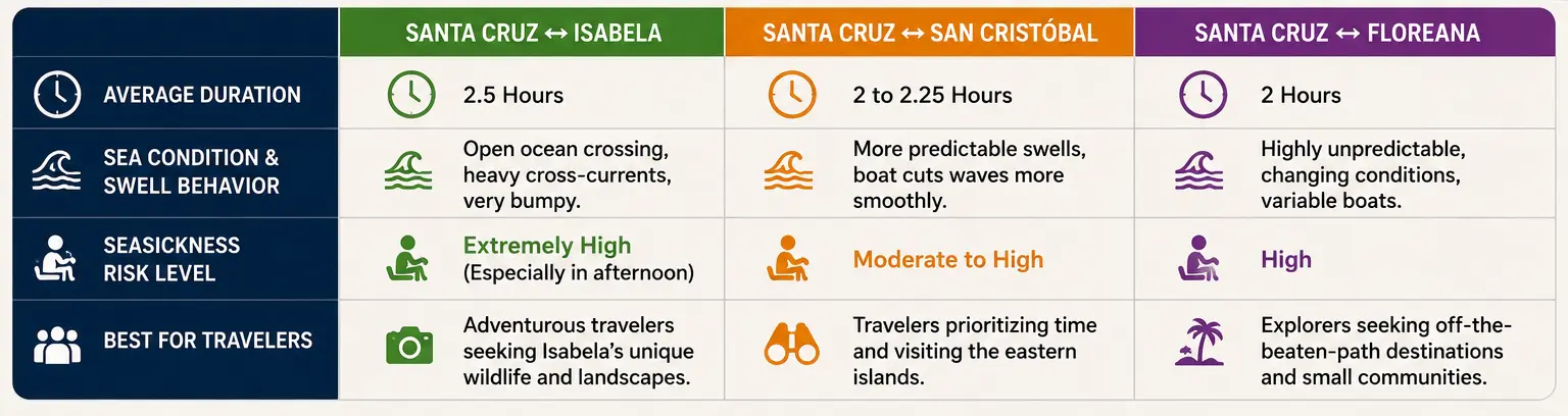 Galapagos Ferry Routes and Sea Conditions Compared
