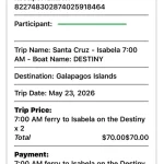 ticket galapagos example payment receipt