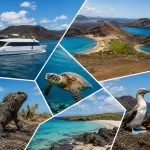 Galápagos Island Hopping with a modern ferry traveling between volcanic islands
